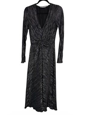 puff sleeve midi wrap dress Drew Puff Sleeve Wrap Front Midi Dress Navy – Girl In Mind